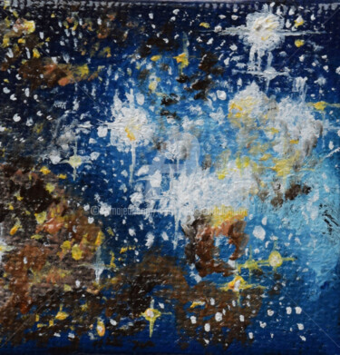 Malerei mit dem Titel "Sternenhimmel blau" von Luethi Alias Abdelghafar, Original-Kunstwerk, Öl Auf Keilrahmen aus Holz mont…