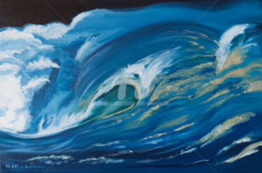 Schilderij getiteld "Meereswelle" door Luethi Alias Abdelghafar, Origineel Kunstwerk, Olie Gemonteerd op Frame voor houten b…