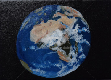 Malerei mit dem Titel "Die Welt" von Luethi Alias Abdelghafar, Original-Kunstwerk, Öl Auf Keilrahmen aus Holz montiert