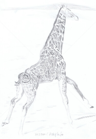 Tekening getiteld "Giraffe" door Luethi Alias Abdelghafar, Origineel Kunstwerk, Potlood