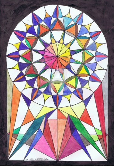 Disegno intitolato "Kirchenfenster 2013" da Luethi Alias Abdelghafar, Opera d'arte originale, Matite colorate