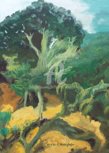 Malerei mit dem Titel "Dschungel" von Luethi Alias Abdelghafar, Original-Kunstwerk, Öl