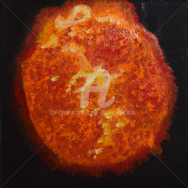 Painting titled "Die Sonne" by Luethi Alias Abdelghafar, Original Artwork, Oil Mounted on Wood Stretcher frame