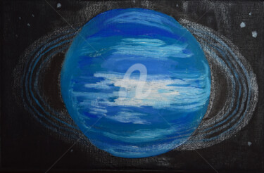Painting titled "Uranus" by Luethi Alias Abdelghafar, Original Artwork, Oil Mounted on Wood Stretcher frame