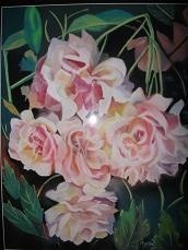 Painting titled "Les roses anciennes" by Lugez Marcelle, Original Artwork, Pastel