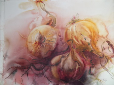 Peinture intitulée "Les oignons" par Lugez Marcelle, Œuvre d'art originale, Aquarelle