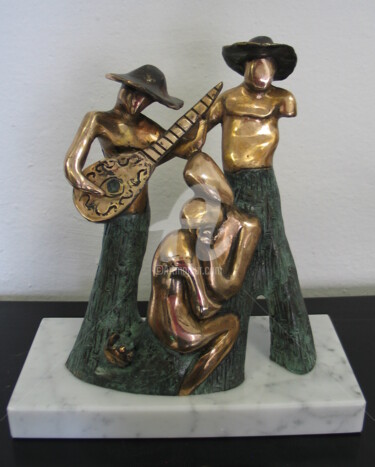 Skulptur mit dem Titel "Artisti di strada" von Luigi Basile, Original-Kunstwerk, Bronze