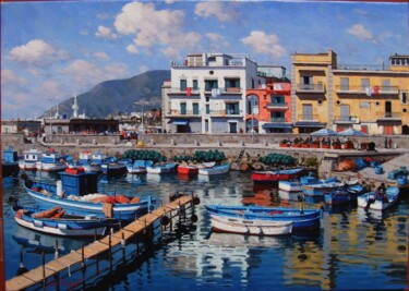 Pittura intitolato "La darsena. pozzuol…" da Luigi Cacciapuoti, Opera d'arte originale