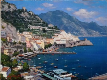 Painting titled "amalfi-30x40-olio-s…" by Luigi Cacciapuoti, Original Artwork