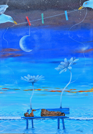 Pintura titulada "The dream of a new…" por Luigi Cataldi, Obra de arte original, Oleo