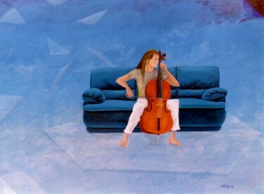 Pittura intitolato "sopra ad un divano" da Luigi Cataldi, Opera d'arte originale