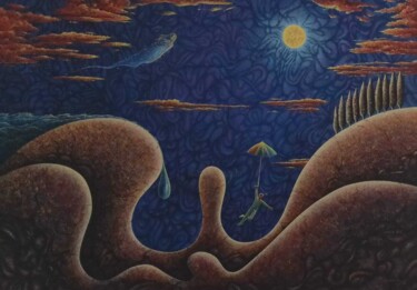 Картина под названием "la goccia nel deser…" - Luigi Ciccarone, Подлинное произведение искусства, Акрил Установлен на Деревя…