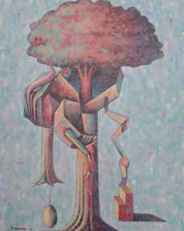 Painting titled "l'albero della vita" by Luigi Ciccarone, Original Artwork, Acrylic Mounted on Wood Stretcher frame