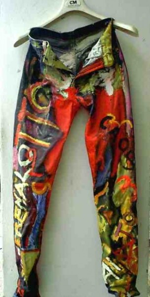 Peinture intitulée "jeans caos morte" par Luigi De Giovanni, Œuvre d'art originale