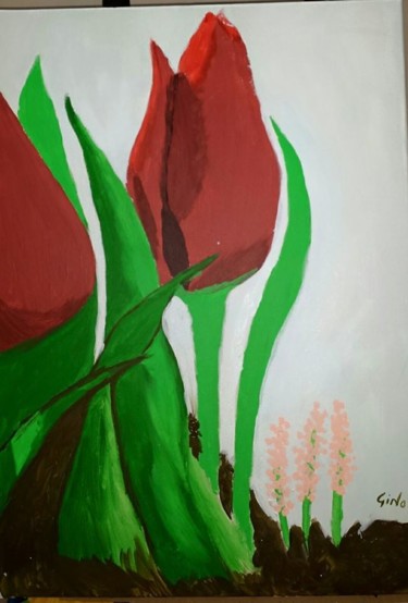 Peinture intitulée "tulipani" par Gino, Œuvre d'art originale, Acrylique