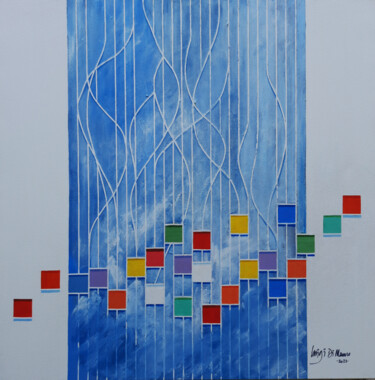 Schilderij getiteld "Weaving the connect…" door Luigi Di Mauro, Origineel Kunstwerk, Acryl