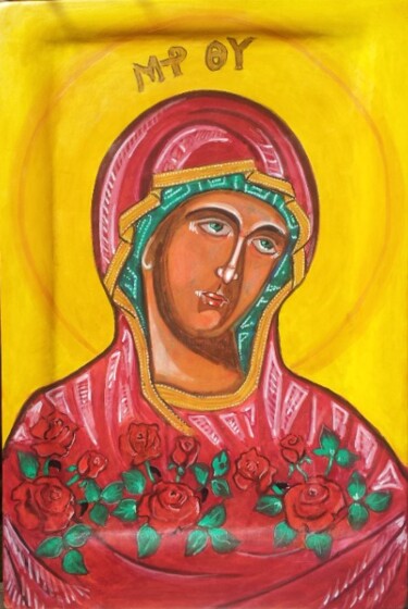 Pittura intitolato "Madonna dalle 5 spi…" da Luigi Gentile, Opera d'arte originale