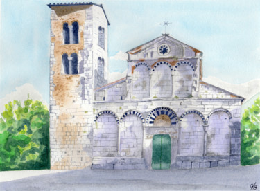 Painting titled "Pieve San Giovanni…" by Luigi Giammattei, Original Artwork, Watercolor