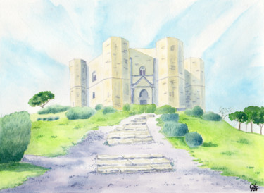 Painting titled "Castel del Monte.jpg" by Luigi Giammattei, Original Artwork, Watercolor
