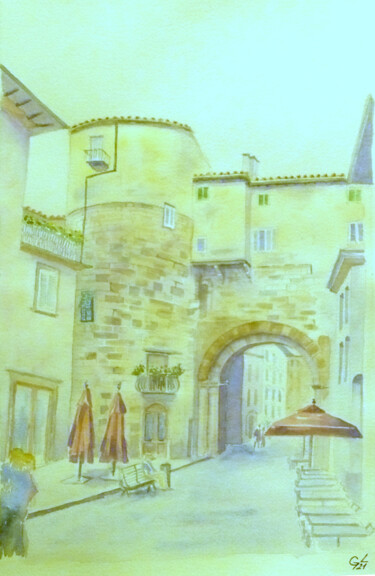 Pittura intitolato "Porta dei borghi" da Luigi Giammattei, Opera d'arte originale, Acquarello