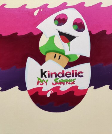 Картина под названием "Kindelic Psy Surpri…" - Luigi Monti, Подлинное произведение искусства, Масло Установлен на Деревянная…