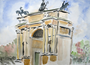 Painting titled "ARCH OF PEACE" by Luigi Brenna, Original Artwork, Watercolor