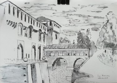 "Castello sforzesco…" başlıklı Tablo Luigi Brenna tarafından, Orijinal sanat, Mürekkep