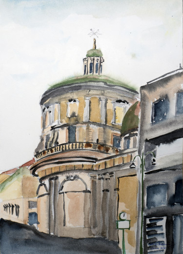 Pintura intitulada "San Sebastiano. Mil…" por Luigi Brenna, Obras de arte originais, Aquarela