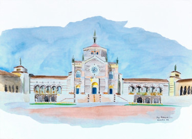 Painting titled "CIMITERO MONUMENTAL…" by Luigi Brenna, Original Artwork, Watercolor