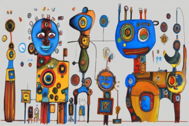 Pintura intitulada "Robocans" por Luigi Fazio (Fazio's Concepts), Obras de arte originais, Acrílico