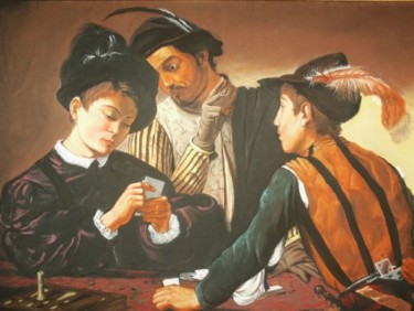 Pittura intitolato "I Bari - Omaggio a…" da Legno Luigi, Opera d'arte originale