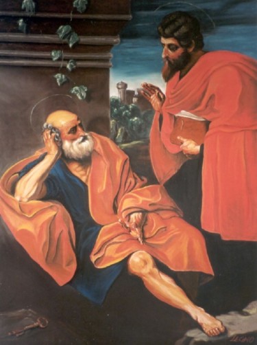 Pittura intitolato "San Pietro e Paolo…" da Legno Luigi, Opera d'arte originale
