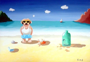 Peinture intitulée "plage" par Frederic Lamy, Œuvre d'art originale