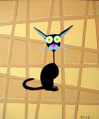 Painting titled "Le Chat Faudage" by Frederic Lamy, Original Artwork