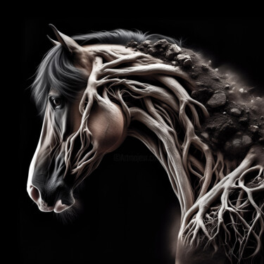 Digital Arts με τίτλο "The Horse" από Luigi M. Verde, Αυθεντικά έργα τέχνης, Εικόνα που δημιουργήθηκε με AI