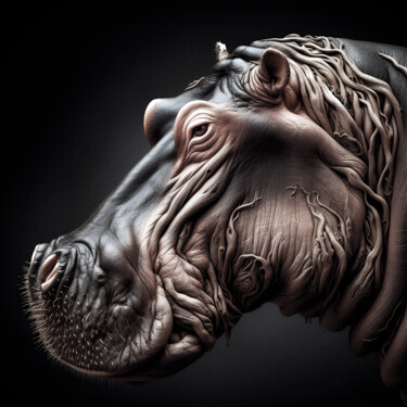 Arte digitale intitolato "The Hippopotamus" da Luigi M. Verde, Opera d'arte originale, Immagine generata dall'IA
