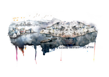 Digital Arts titled "Celestial islands" by Luigi M. Verde, Original Artwork, Digital Painting