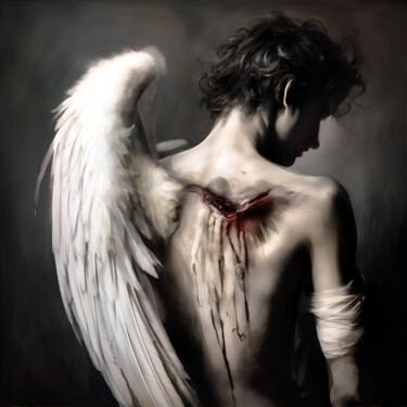Digital Arts titled "The wounded angel" by Luigi M. Verde, Original Artwork, Digital Painting