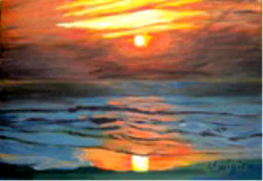 Peinture intitulée "coucher de soleil" par Luigina, Œuvre d'art originale, Huile