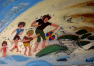 Painting titled "Jeux d'Enfants" by Luigina, Original Artwork, Oil