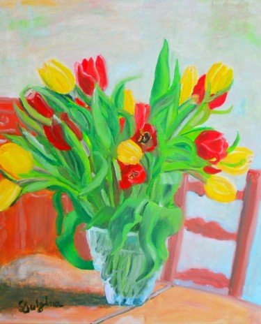 Painting titled "bouquet-de-tulipes.…" by Luigina, Original Artwork