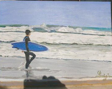 Painting titled "surfeur" by Luigina, Original Artwork