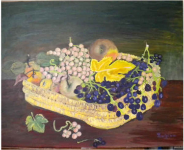 Peinture intitulée "corbeille de fruits" par Luigina, Œuvre d'art originale