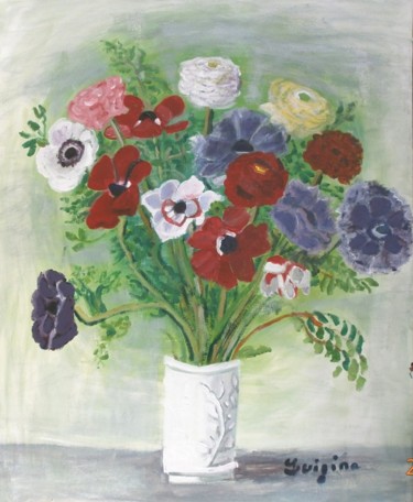 Peinture intitulée "anemones-2013-1.jpg" par Luigina, Œuvre d'art originale, Huile
