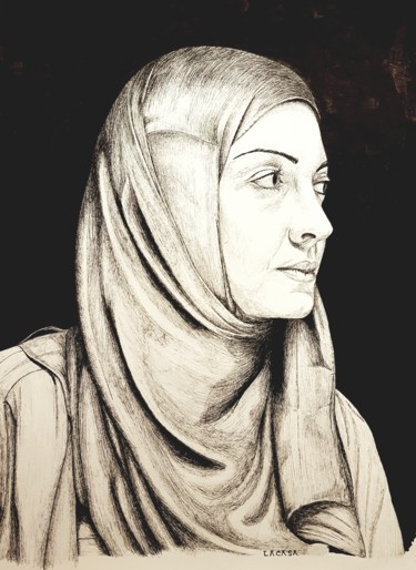 Drawing titled "Ma Jolie" by Lacasa, Original Artwork, Ink