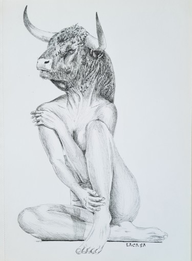 Dibujo titulada "She" por Lacasa, Obra de arte original, Tinta