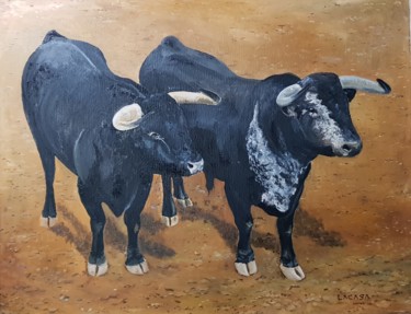 Pintura titulada "Dos bravos" por Lacasa, Obra de arte original, Oleo