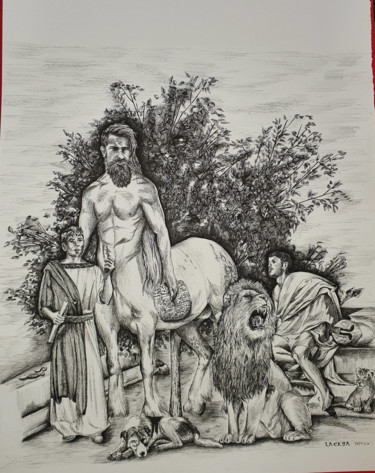 Drawing titled "Centauro Quirón" by Lacasa, Original Artwork, Ink