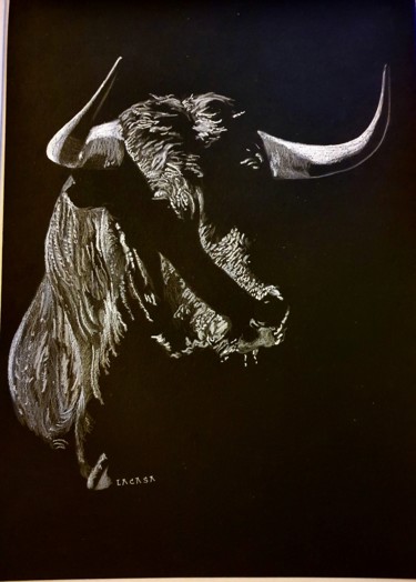 Disegno intitolato "Toro" da Lacasa, Opera d'arte originale, Cera