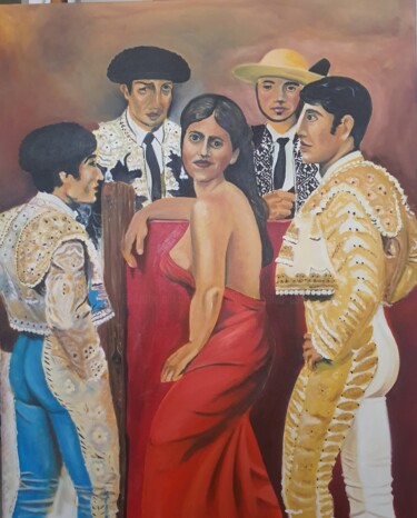 Painting titled "Portada de Vogue" by Lacasa, Original Artwork, Oil Mounted on Wood Stretcher frame